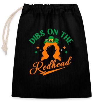 Dibs On The Redhead - Closable cotton gift bag (25x30cm) - black - Front