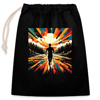 Cadeau de cross-country : Athlète de conception - Sac cadeau en coton avec cordon (25 x 30 cm) - noir - Devant