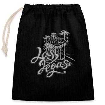 las vegas usa america california patriot travel - Closable cotton gift bag (25x30cm) - black - Front