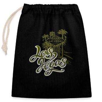 las vegas usa america california patriot travel - Closable cotton gift bag (25x30cm) - black - Front