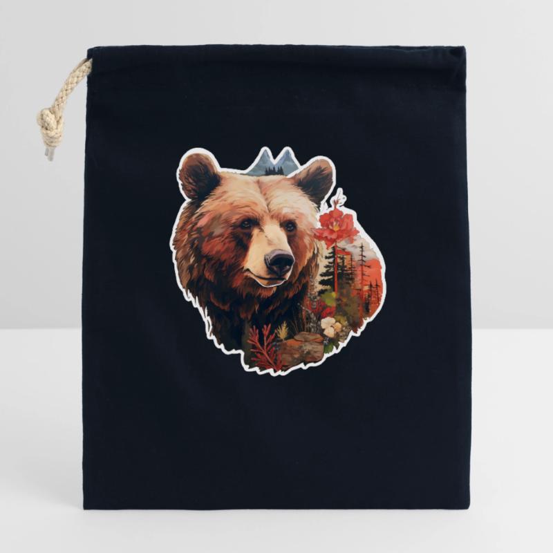 Bear in the wild Closable cotton gift bag (25x30cm)