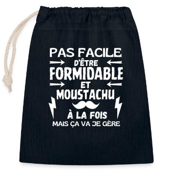 BEEINDRUCKENDER SCHNURRBART - Verschließbarer Geschenkbeutel aus Baumwolle (25x30cm) - Navy - Vorne