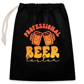 Profissional Beer Tester - Verschließbarer Geschenkbeutel aus Baumwolle (25x30cm) - Schwarz - Vorne