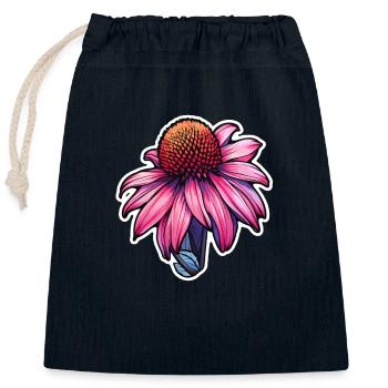 Fleur d’échinacée - Sac cadeau en coton avec cordon (25 x 30 cm) - bleu marine - Devant