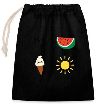 SUMMER VIBES - Verschließbarer Geschenkbeutel aus Baumwolle (25x30cm) - Schwarz - Vorne