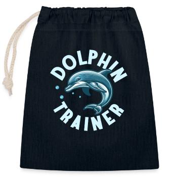 Dolphin Trainer Marine Biology Beach Vacation - Closable cotton gift bag (25x30cm) - navy - Front