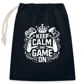 Restez calme et continuez à jouer - Sac cadeau en coton avec cordon (25 x 30 cm) - bleu marine - Devant