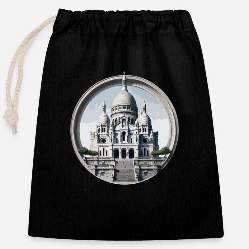 Basilique du Sacré Cœur - Verschließbarer Geschenkbeutel aus Baumwolle (25x30cm) - Schwarz