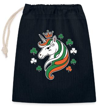 Licorne de la Saint-Patrick - Sac cadeau en coton avec cordon (25 x 30 cm) - bleu marine - Devant