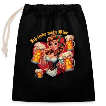 Mein Liebe Bier png - Verschließbarer Geschenkbeutel aus Baumwolle (25x30cm) - Schwarz - Vorne