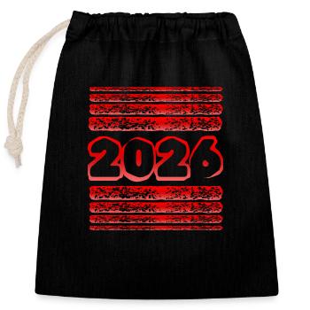 2026 - Sac cadeau en coton avec cordon (25 x 30 cm) - noir - Devant