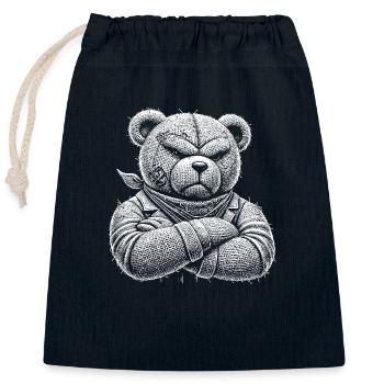 Teddybär - Verschließbarer Geschenkbeutel aus Baumwolle (25x30cm) - Navy - Vorne