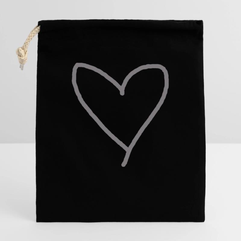 Herz grau Geschenkidee Liebe verliebt Verschließbarer Geschenkbeutel aus Baumwolle (25x30cm)