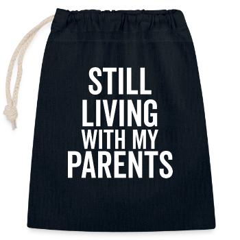 Still Living with My Parents - Closable cotton gift bag (25x30cm) - navy - Front