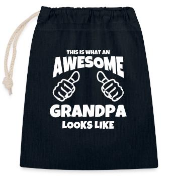 This is what a super GRANDPA grandfather looks like gift - Closable cotton gift bag (25x30cm) - navy - Front