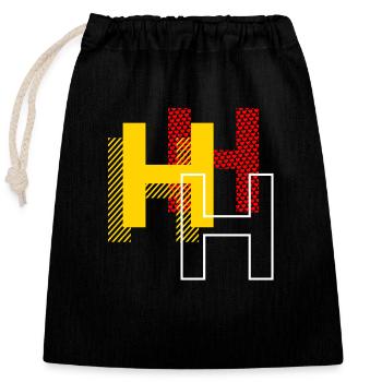 H h h - Verschließbarer Geschenkbeutel aus Baumwolle (25x30cm) - Schwarz - Vorne