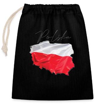 Polen Flagge in der Polen Landkarte PL - Verschließbarer Geschenkbeutel aus Baumwolle (25x30cm) - Schwarz - Vorne