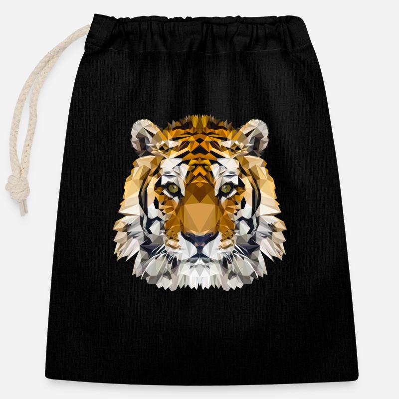 Tiger - Verschließbarer Geschenkbeutel aus Baumwolle (25x30cm) - Schwarz