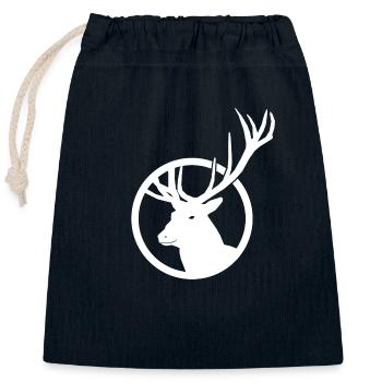 Deer - Closable cotton gift bag (25x30cm) - navy - Front