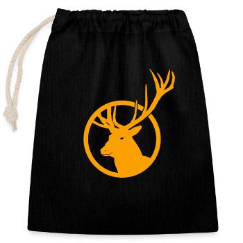 Deer - Closable cotton gift bag (25x30cm) - black - Front