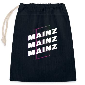Mayence Allemagne City Font Skyline Accueil - Sac cadeau en coton avec cordon (25 x 30 cm) - bleu marine - Devant