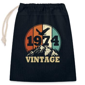 Jahrgang 1974 - Verschließbarer Geschenkbeutel aus Baumwolle (25x30cm) - Navy - Vorne