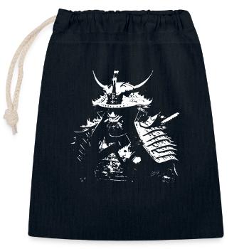 samouraï - Sac cadeau en coton avec cordon (25 x 30 cm) - bleu marine - Devant