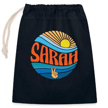 Sarah Chemise Vintage Coucher de soleil Sarah Groovy Tie Dye - Sac cadeau en coton avec cordon (25 x 30 cm) - bleu marine - Devant