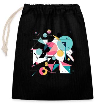 Abstract design - Closable cotton gift bag (25x30cm) - black - Front
