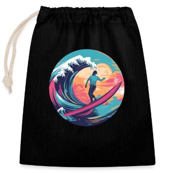 Surf David - Sac cadeau en coton avec cordon (25 x 30 cm) - noir - Devant