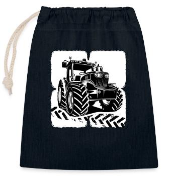 Tracteur Conducteur de tracteur Farmer Tracteur Pneus - Sac cadeau en coton avec cordon (25 x 30 cm) - bleu marine - Devant