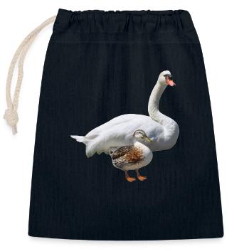 Swan - Closable cotton gift bag (25x30cm) - navy - Front