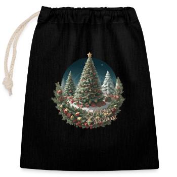Merry Xmas - Closable cotton gift bag (25x30cm) - black - Front