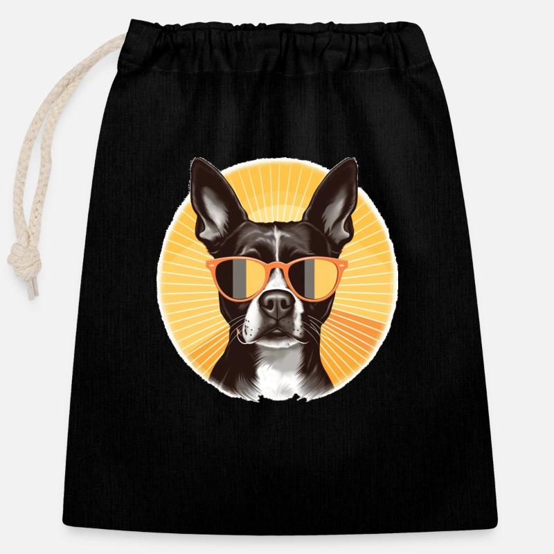 Boston Terrier 2 - Verschließbarer Geschenkbeutel aus Baumwolle (25x30cm) - Schwarz
