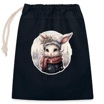 Snow Bunny - Closable cotton gift bag (25x30cm) - navy - Front