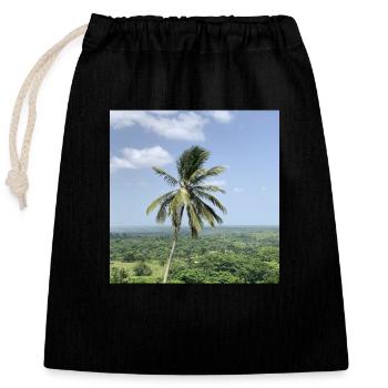Palm tree - Closable cotton gift bag (25x30cm) - black - Front