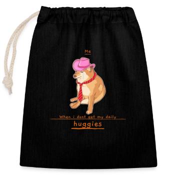 Need hugs! - Closable cotton gift bag (25x30cm) - black - Front