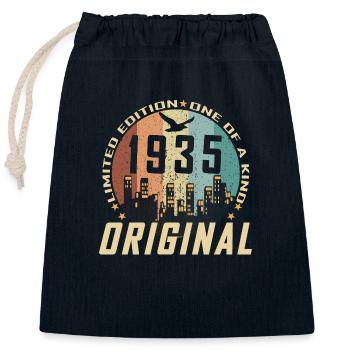 Vintage December 1935 89 Birthday Gift - Closable cotton gift bag (25x30cm) - navy - Front