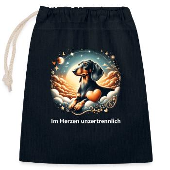 Rainbow Bridge Dachshund - Closable cotton gift bag (25x30cm) - navy - Front