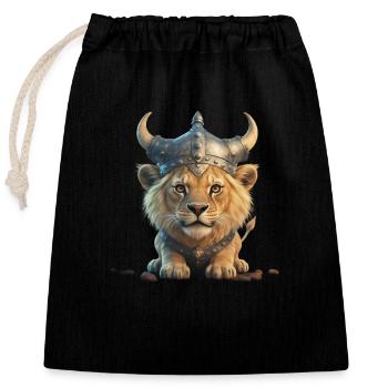 Amoureux du Lion - Sac cadeau en coton avec cordon (25 x 30 cm) - noir - Devant