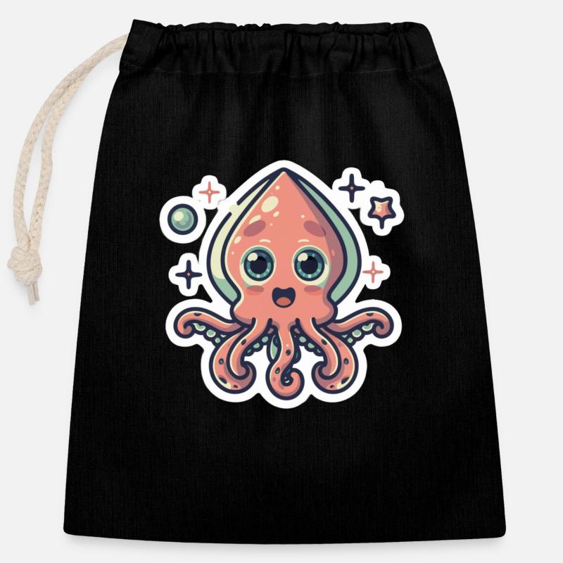 Squid Lover - Closable cotton gift bag (25x30cm) - black
