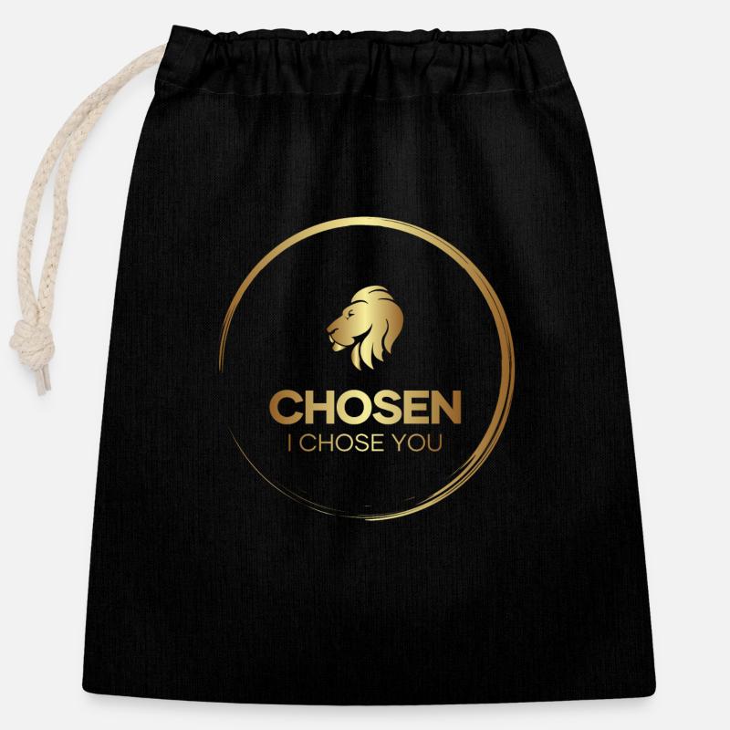 Or choisi - Sac cadeau en coton avec cordon (25 x 30 cm) - noir