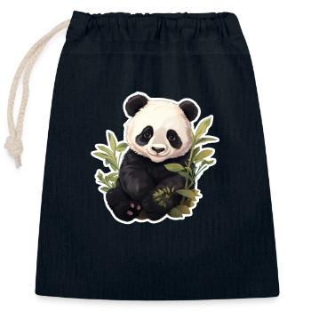 Pandabär - Verschließbarer Geschenkbeutel aus Baumwolle (25x30cm) - Navy - Vorne
