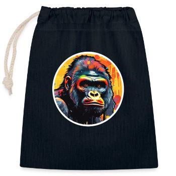 Gorille Psychédélique - Sac cadeau en coton avec cordon (25 x 30 cm) - bleu marine - Devant