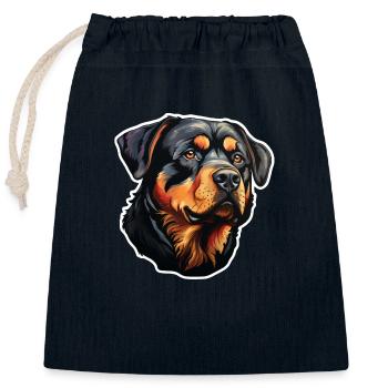 Rottweilerkopf - Sac cadeau en coton avec cordon (25 x 30 cm) - bleu marine - Devant