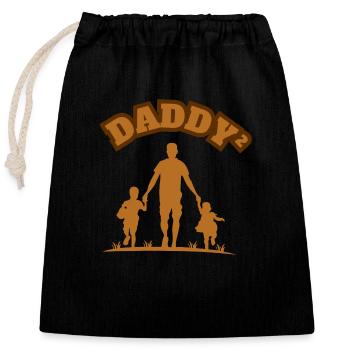 Daddy² 2 Enfants Marron - Sac cadeau en coton avec cordon (25 x 30 cm) - noir - Devant