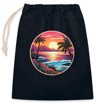 Tropisches Paradies - Verschließbarer Geschenkbeutel aus Baumwolle (25x30cm) - Navy - Vorne