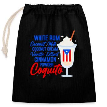 Coquito Recipe Rum Drink Coconut Puerto Rican - Verschließbarer Geschenkbeutel aus Baumwolle (25x30cm) - Schwarz - Vorne