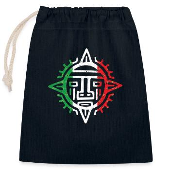 Ancien soleil mexicain Maya Azteca Azteca Roi Aztèque Masque - Sac cadeau en coton avec cordon (25 x 30 cm) - bleu marine - Devant