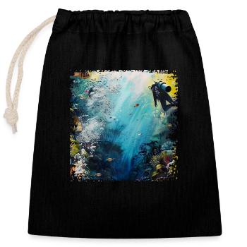 Diving is a passion - Closable cotton gift bag (25x30cm) - black - Front